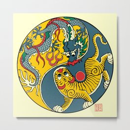A Flag of Dragon and Tiger Metal Print | Dragon, Bluedragon, Flag, Republicofformosa, Formosa, Tiger, Creatureart, Ericlynxlin, Painting, Elynx 