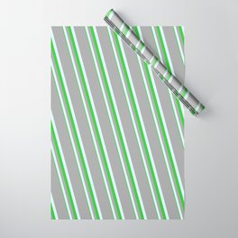 [ Thumbnail: Dark Gray, Light Cyan, and Lime Green Colored Lines Pattern Wrapping Paper ]