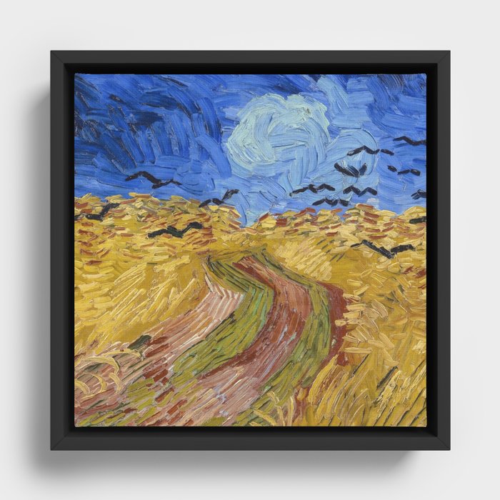 Wheatfield with Crows Framed Canvas
