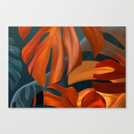 Abstract deep color's Monstera Canvas Print