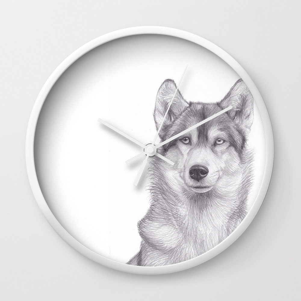 Pencil Drawing Of Husky Dog Wildlife Animal By Moiimran Wall