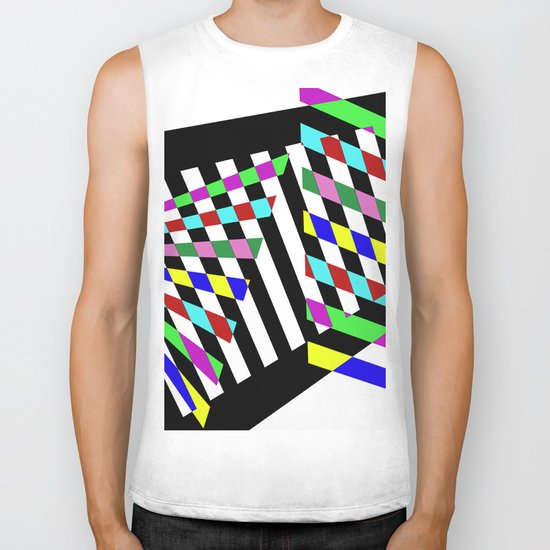 Lost Dimension - Abstract 3D style, multicoloured, geometric artwork Biker Tank
