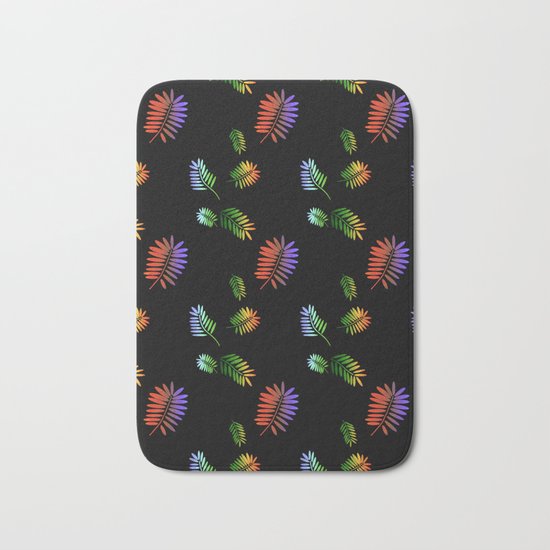 Tropical Palm Black Bath Mat