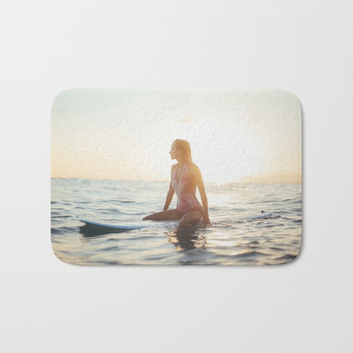 Woman surfer light Bath Mat