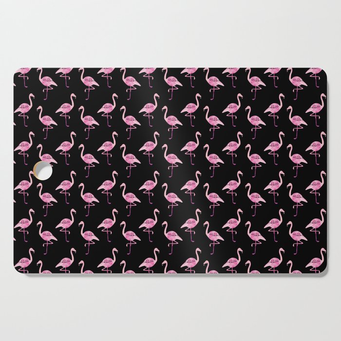Pink Flamingos Pattern & Black Cutting Board