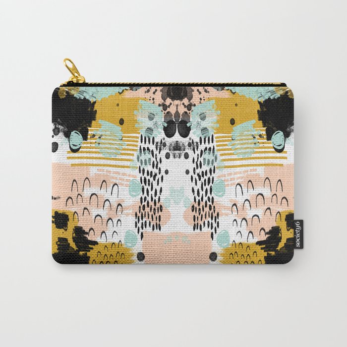 Ames - Abstract painting in free style with modern colors navy gold blush white mint Carry-All Pouch