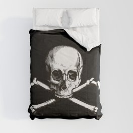 Skull and Crossbones | Jolly Roger | Pirate Flag | Black and White | Comforter