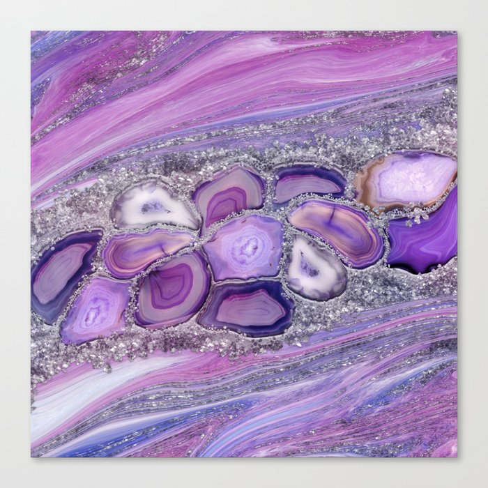 Geodes crystal Flow - Purple and Violet  Canvas Print