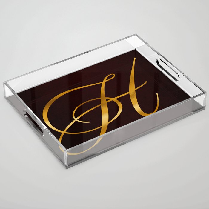 Golden letter H in vintage design Acrylic Tray