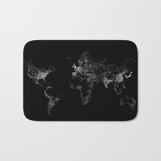 World map Lines Bath Mat