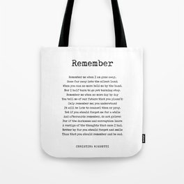 Remember - Christina Rossetti Poem - Literature - Typewriter Print 1 Tote Bag