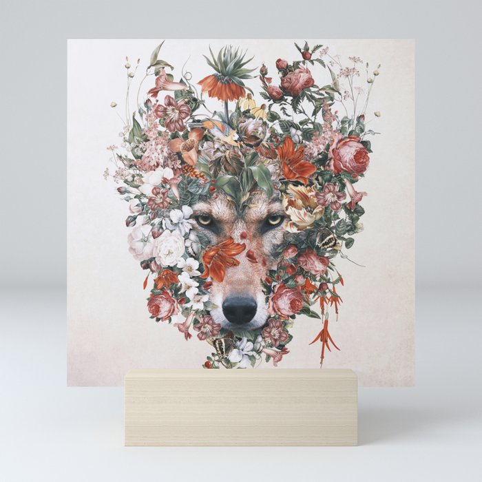 Flower wolf Mini Art Print