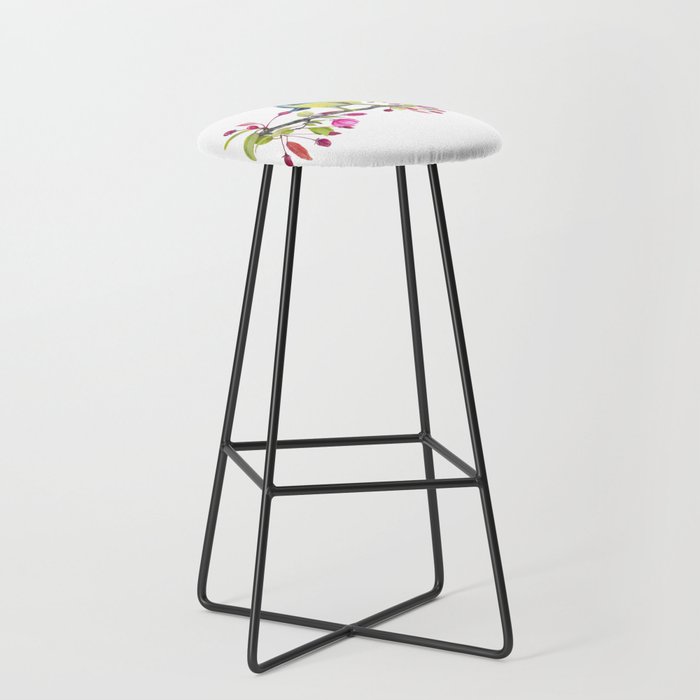 Bird and Flowers, Beautiful Delicate Print, Painting Bar Stool