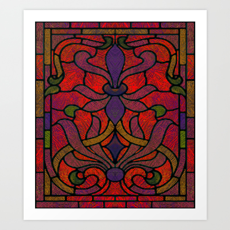 Art Nouveau Glowing Stained Glass Window Design Art Print By Patricia Society6