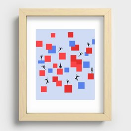 Dancing like Piet Mondrian - Composition in Color A. Composition with Red, and Blue on the light blue background Recessed Framed Print