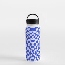 Blue and white checker symmetrical pattern Water Bottle