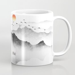 Japanese ink painting - Mountains By the Lake Coffee Mug