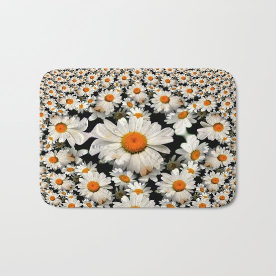 White Daisy Fractal Bath Mat