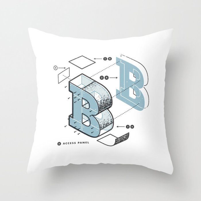 The Exploded Alphabet / B Throw Pillow