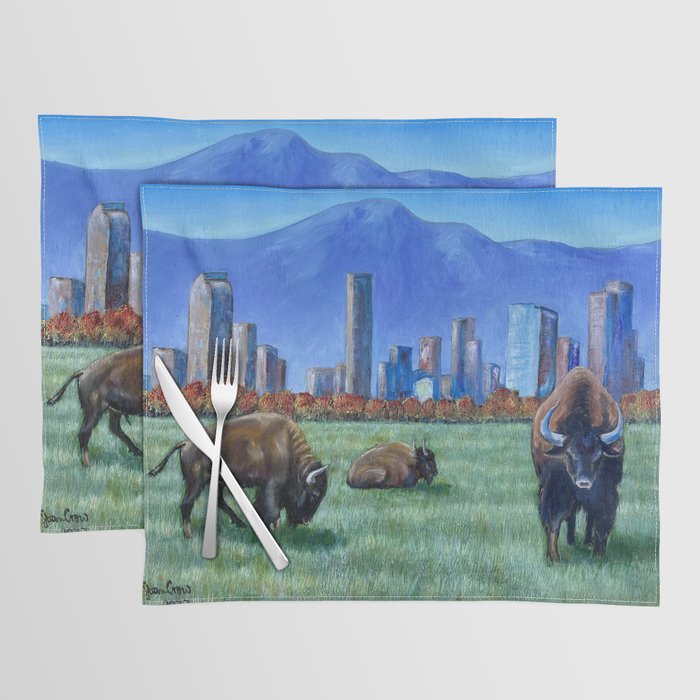 Bison Among Denver Landscape Placemat