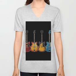 Four Electric Guitars V Neck T Shirt