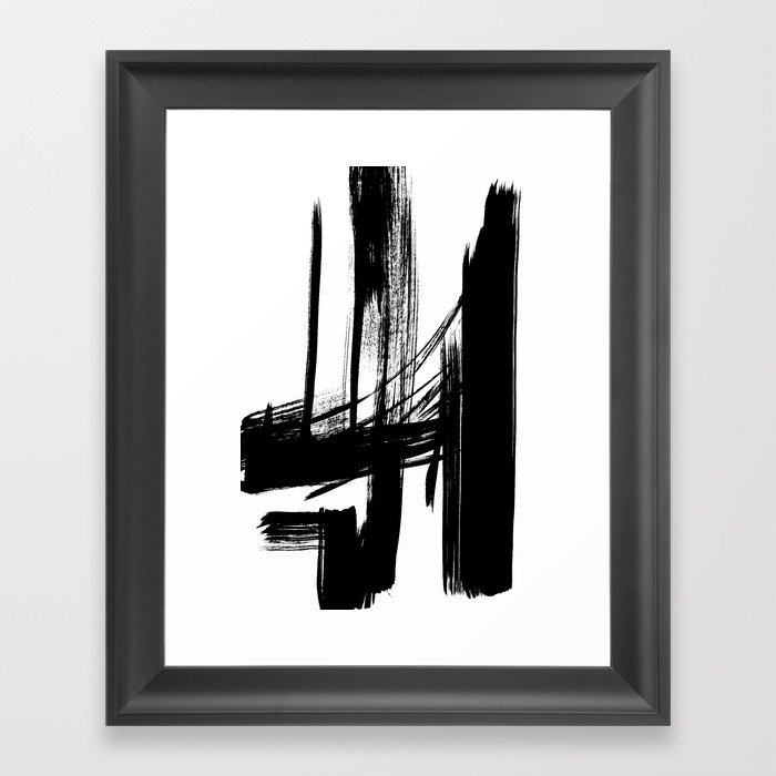 Black Abstract Brush Strokes nr 7 Framed Art Print