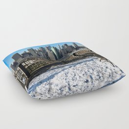 New York City Manhattan skyline during winter Floor Pillow