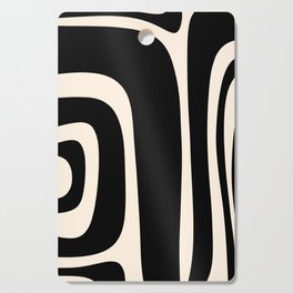 Tiki Minimalist Mid-Century Modern Abstract Pattern Black and Almond Cream Cutting Board