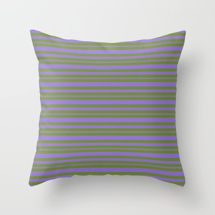 Green and Purple Colored Lines Pattern Throw Pillow