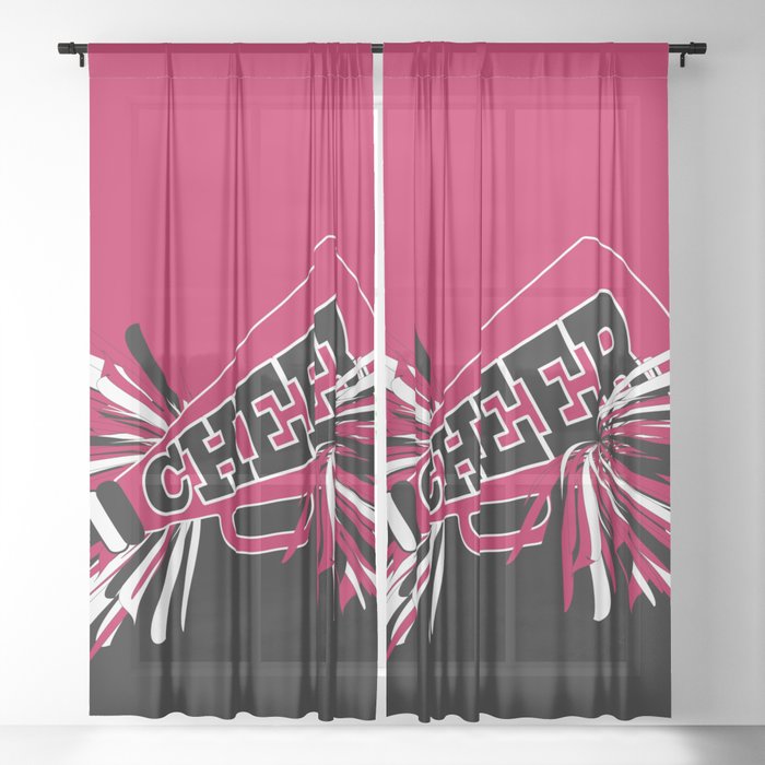 Hot Pink Cheerleader Design Sheer Curtain By Donnasiegrist Society6 Hot Pink Cheerleader Design Sheer, Hot Pink Sheer Curtains