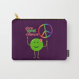 Give Peas a Chance! Carry-All Pouch | Paisleymcnoodle, Vegetable, Peaceslogan, Hippie, Humour, Funny, Graphicdesign, Retro, Peace, Pun 