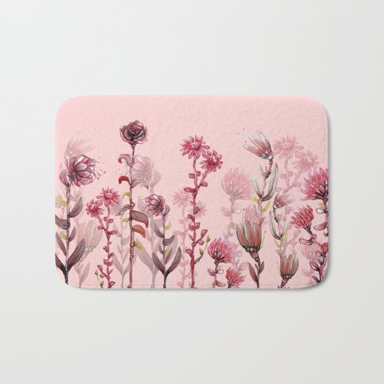 For Her ! Pink Flowers Bath Mat