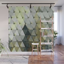 Painted Rainbow Triangles Pale Grays Greens Olive Wall Mural