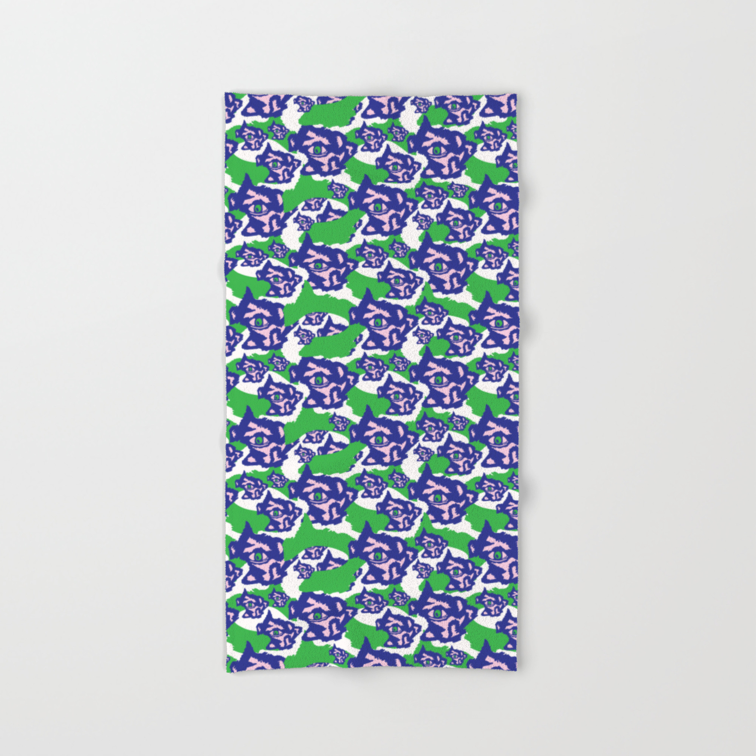 Blue Purple And Green Rough Abstract Dark Eye Hand Bath Towel By