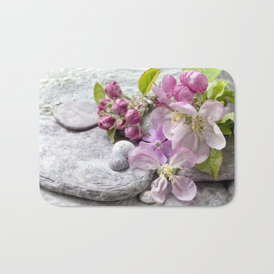 Appleblossom and shell still life Bath Mat