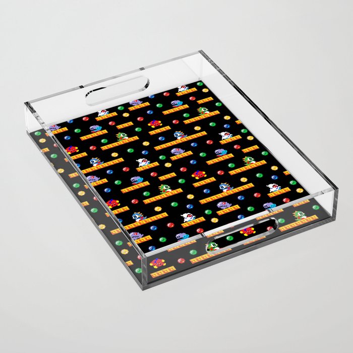 Bubble Bobble Retro Arcade Video Game Pattern Design Acrylic Tray