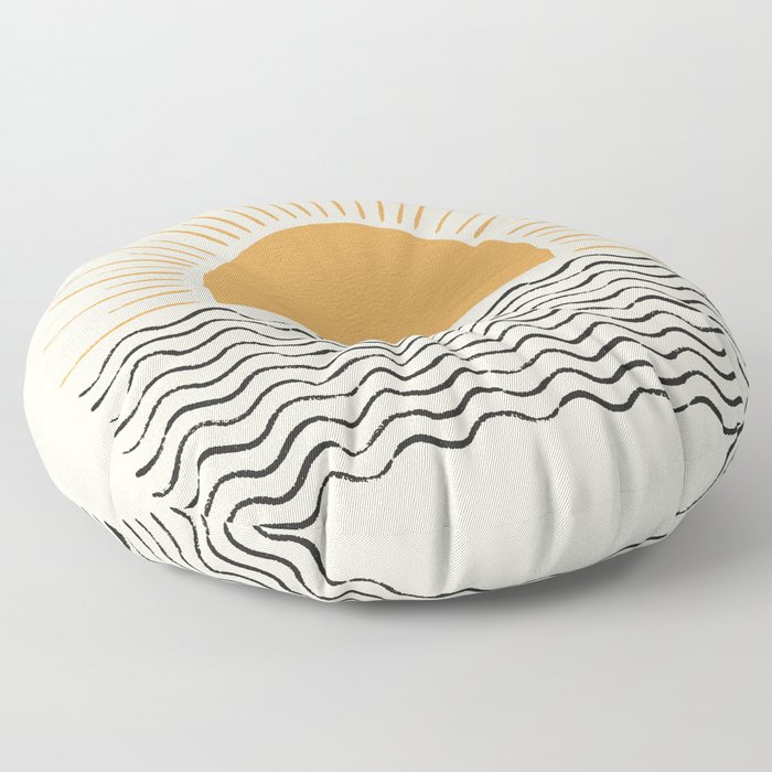 Sunrise Ocean - Mid Century Modern Style Floor Pillow
