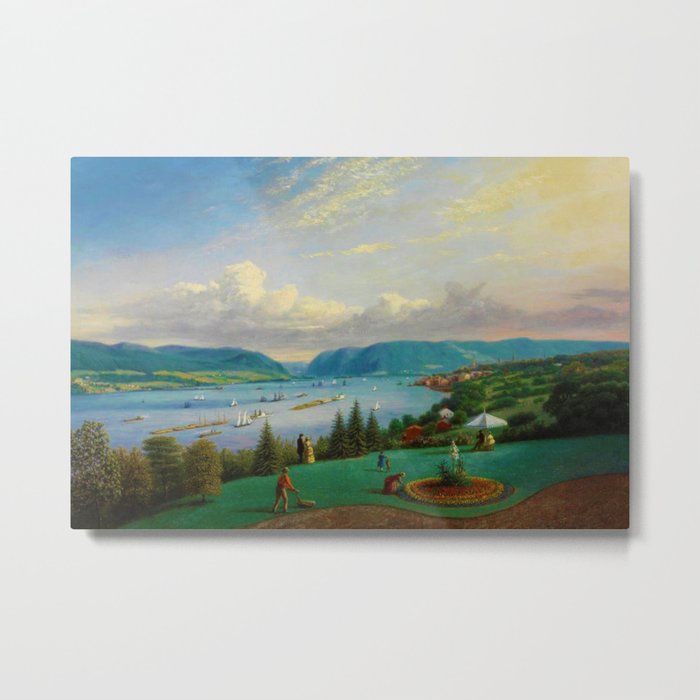 1872 Classical Masterpiece Landscape 'Newburgh on the Hudson River' by George Harvey Metal Print