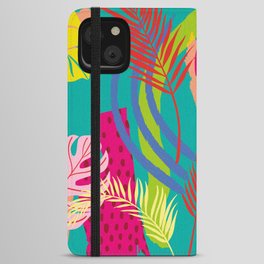 Hand painted illustrations wall arts. Surface pattern design. Abstract art textile design with literature or natural tropical line arts painting, Covering greetings cards, cover, print, fabrics iPhone Wallet Case