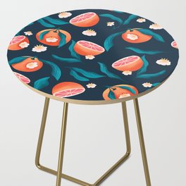 Seamless pattern with hand drawn oranges and floral elements Side Table