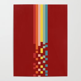 Classic Colorful Retro Rainbow Stripes Pixel Drops - Aikichi Poster