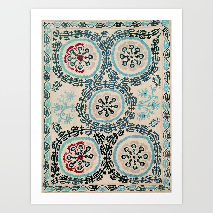 Ferghana Suzani  Northeast Uzbekistan Embroidery Print Art Print