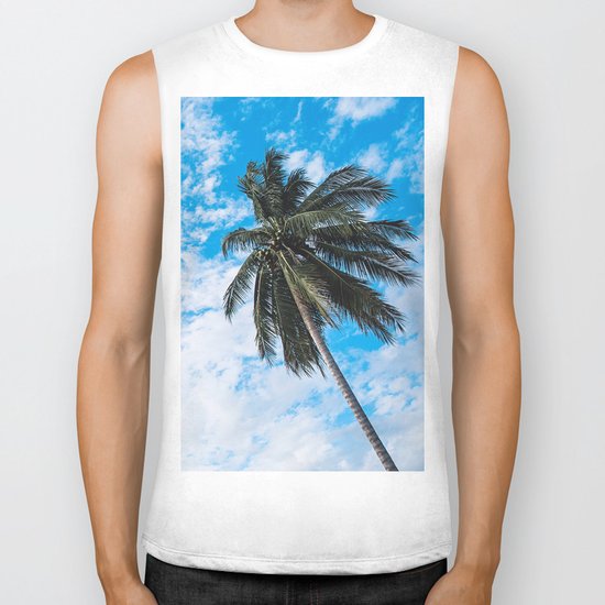 Palm Tree under Blue and White Biker Tank