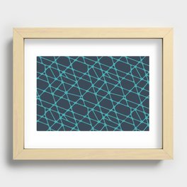 Aqua Teal Turquoise Solid Color Abstract Mosaic Pattern 2 Dark Navy Blue - Aquarium SW 6767 Recessed Framed Print