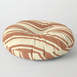 [ Thumbnail: Tan & Sienna Colored Striped Pattern Floor Pillow ]