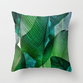 LetterTrunk Blue and Green Palm Leaves Summer Beach Throw Pillow Multicolor 16x16