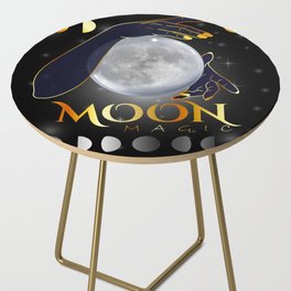 Moon phases mystical womans hands on full moon Side Table
