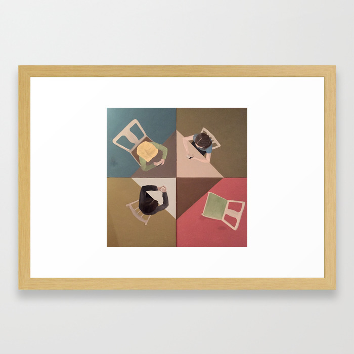Girls Chatting And One Went To The Bathroom Framed Art Print By