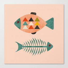 mid mod retro fishes pink Canvas Print