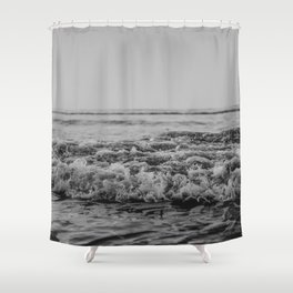 Black and White Pacific Ocean Waves Shower Curtain